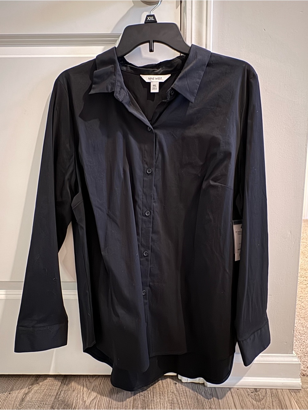 Nine West Black Long-Sleeve Button-Up Shirt
